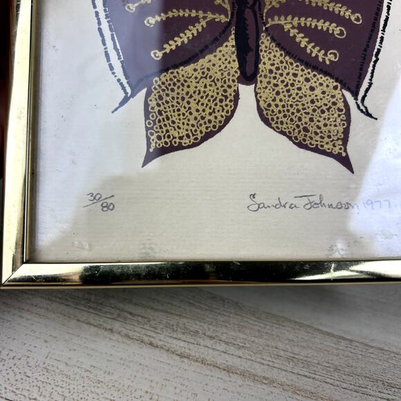 Vintage 70's Butterfly Framed Art Print Brown Tan Retro Hippie Home Decor 1977 - Picture 9 of 12